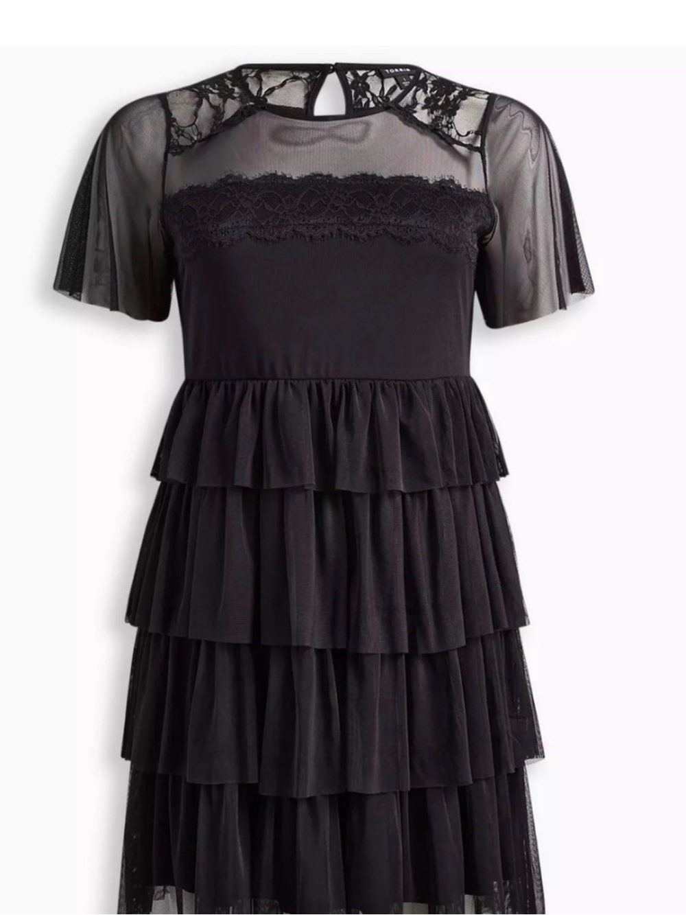 torrid Black Lace Ruffle Tiered Mini Dress - Picture 4 of 14